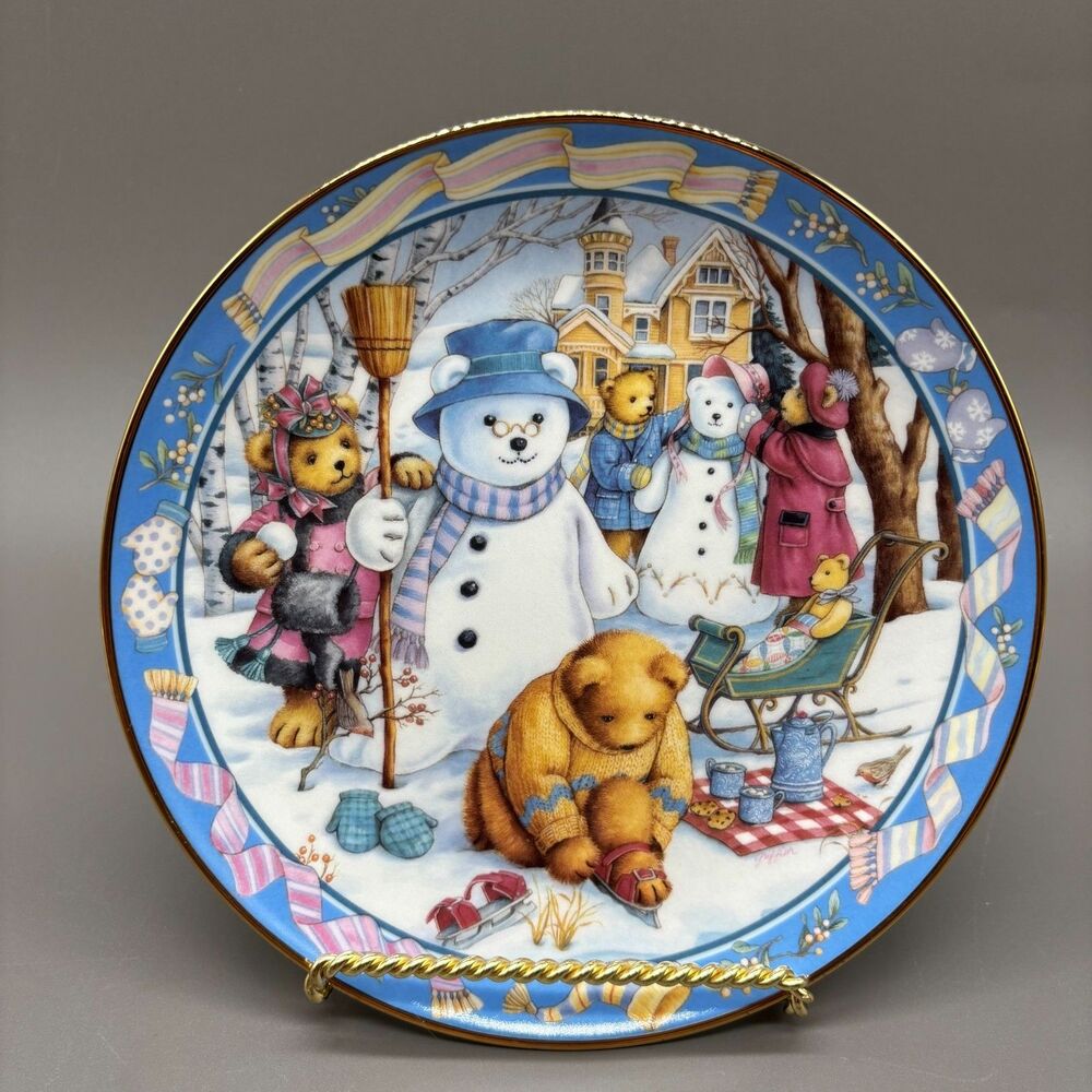 Royal Doulton Teddy Bear Winter Wonderland Plate Linda Griffith Franklin Mint 8"